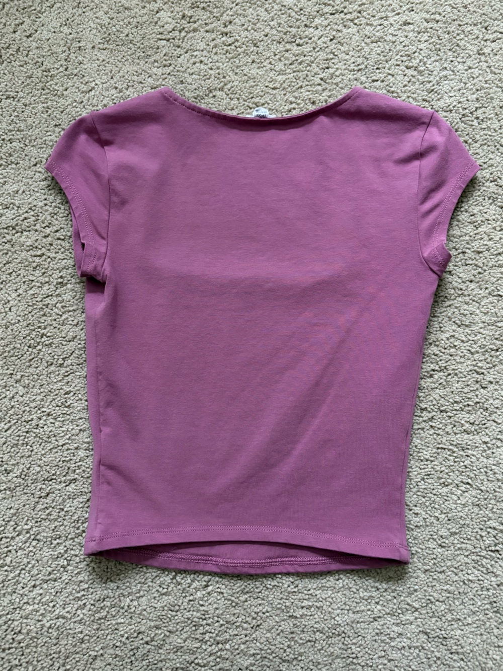 Garage Square Neck Short Sleeve Top - Mauve and Light Gray - Picture 3 of 6